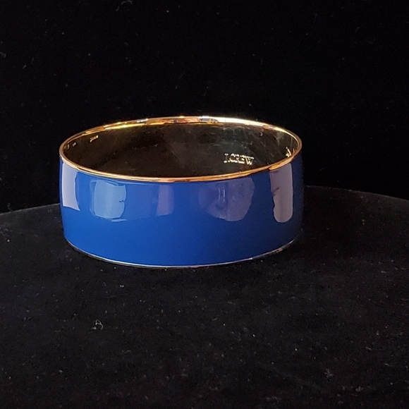 J Crew Blue Enamel and Gold Tone Bangle Classic - Picture 1 of 8